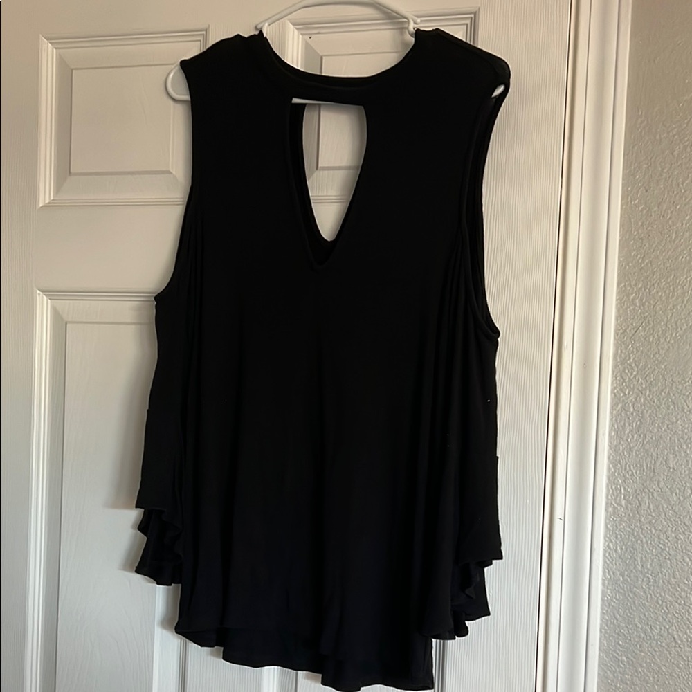 William Rast Black Asymmetrical Sleeveless Tank